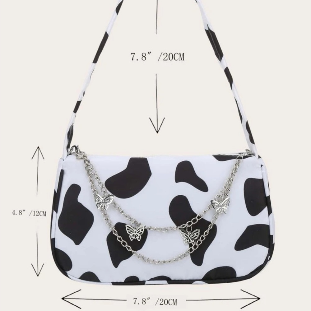⚠️Clearance Cow Print Shoulder Bag Black And White - Picture 3 of 7